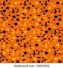 Halloween silhouette abstract flat vector seamless pattern