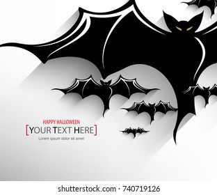halloween silhouette bats, scary cartoon concept. eps10 vector