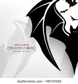 halloween silhouette bats, scary cartoon concept. eps10 vector