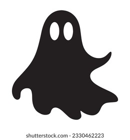 Halloween silhouette black ghost clip art vector icons. Halloween scary ghostly monster vector. Ghost Cartoon. Halloween sign isolated on white. 