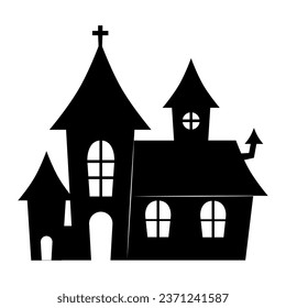halloween silhouette castle illustration isolated