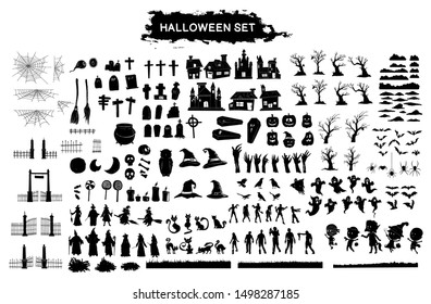 Halloween silhouette character set collection for celebration  template   decoration