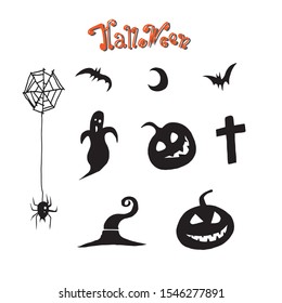 Halloween silhouette character set collection. design for background