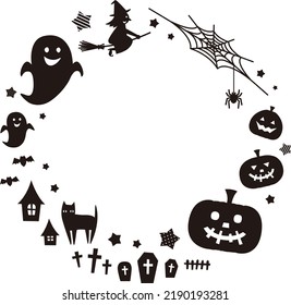 Halloween silhouette circle title frame