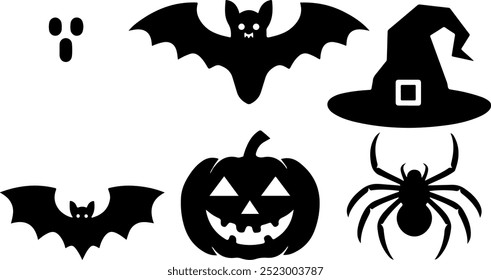 Halloween  silhouette collection elements seHalloweet with white background
