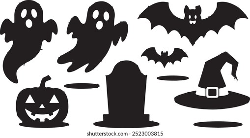 Elementos de coleção de silhueta de Halloween seHalloweet com fundo branco
