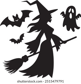 Halloween silhouette collection elements set