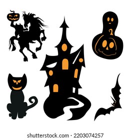 Halloween Silhouette Collection Illustration Vector Eps 10
