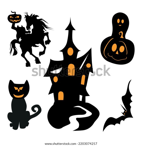 Halloween Silhouette Collection Illustration Vector Eps Stock Vector ...