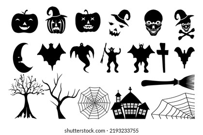 Halloween Silhouette Collection, With Various Characters, Great For Halloween Design Material