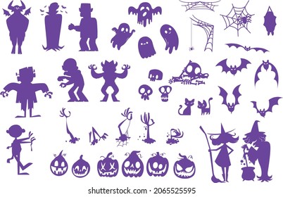 Halloween silhouette collection vector illutration