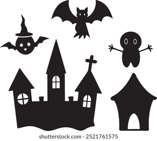 halloween silhouette sammlung weiß hintergrund vektor kunst