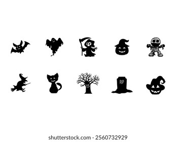 Halloween Silhouette Design Element Set