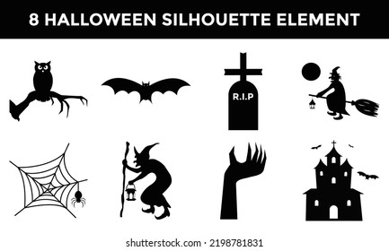 halloween silhouette element design collection