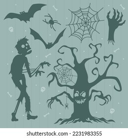 Halloween silhouette element design collection