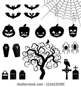Halloween silhouette elements. Vector