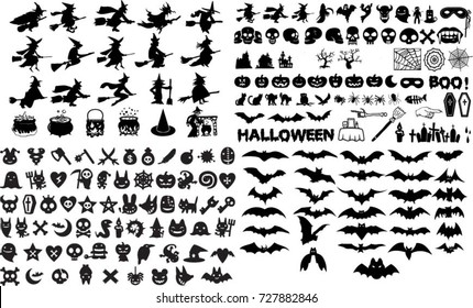 Halloween Silhouette Elements Vector Collection