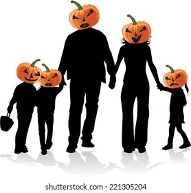 Halloween - silhouette of a family 