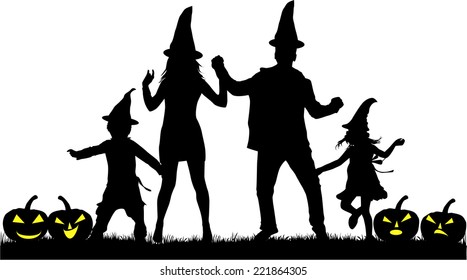 Halloween - silhouette of a family 