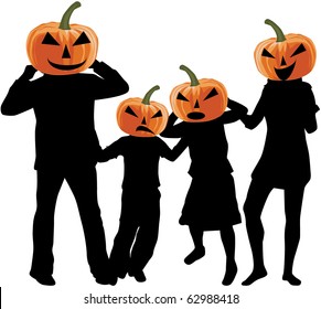 Halloween - silhouette of a family