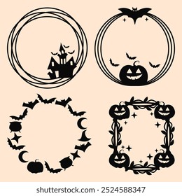 Halloween Silhouette Frames Bundles Ilustration