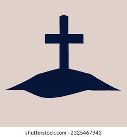halloween silhouette grave vector in minimal style
