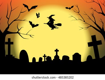 halloween silhouette graveyard