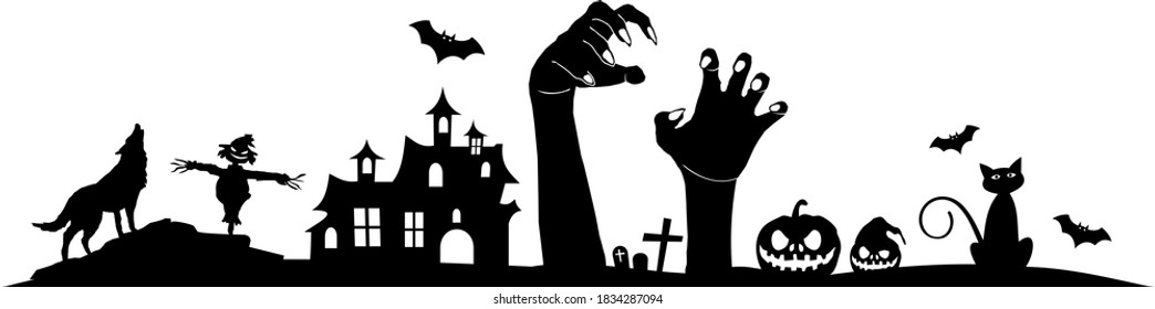 HALLOWEEN SILHOUETTE Horror black vector