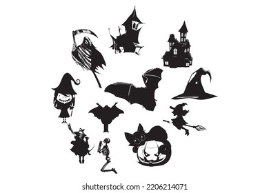Halloween Siluette conjunto de iconos vector