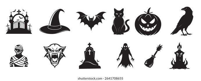 Halloween silhouette icon vector illustration Halloween silhouette icon vector Halloween