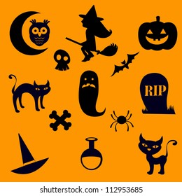 A Halloween silhouette icons collection