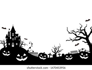 Halloween silhouette (pumpkin, castle etc.) vector illustration. 