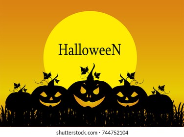 Halloween. Silhouette of a pumpkins. Vector. Greeting card for a holiday or an invitation to a party.