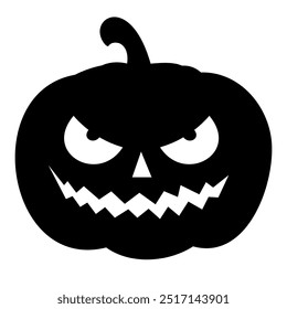 Halloween silhouette scary pumpkin isolated on white background
