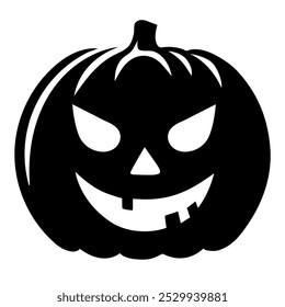 Halloween silhouette scary pumpkin isolated on white background. Vector illustration