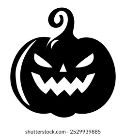 Halloween silhouette scary pumpkin isolated on white background. Vector illustration