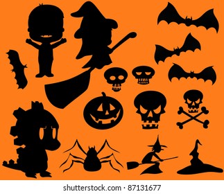 Halloween Silhouette Set - vector illustrations