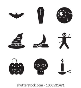 Halloween silhouette style icon set design, Holiday and scary theme Vector illustration