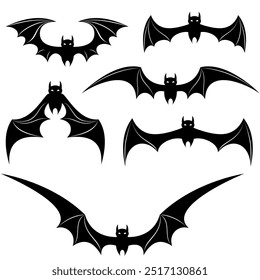 Halloween silhouette vampire bat flying monster horror spooky creepy night cartoon haunted midnight scare vector trick treat 