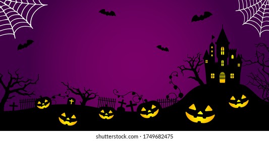Halloween silhouette vector banner illustration / no text