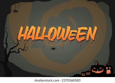 halloween silhouette vector flat background, black orange halloween	