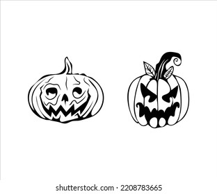 Halloween silhouette vector illustration.  Halloween pumpkin. hand drawn mystical doodle design element a magic and witchcraft.