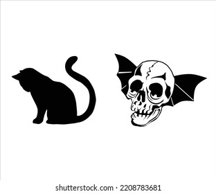 Halloween silhouette vector illustration.  Halloween pumpkin. hand drawn mystical doodle design element a magic and witchcraft.