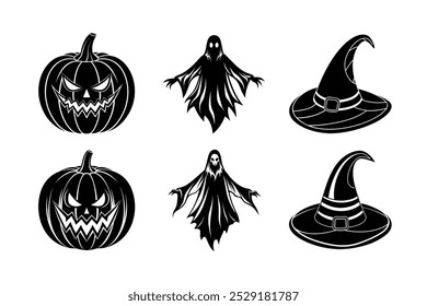 Halloween Silhouette Vector Set – Spooky Illustrations for Graphic Design