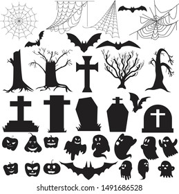 Halloween silhouette wall decoration pack. Editable and ready to use.