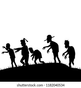 Halloween silhouette zombie. Poster in a dark style for Halloween party