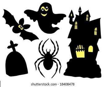 Halloween silhouettes collection - vector illustration.