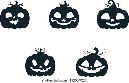 halloween silhouettes icon and character.creepy spooky elements for halloween decorations, silhouettes, sketch, sticker. Hand drawn vector illustration