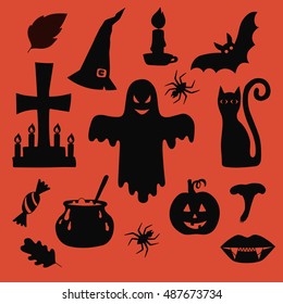 Halloween silhouettes vector collection 