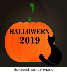 Halloween simple illustration cat 2019